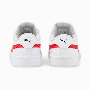 Zapatos deportivos PUMA Smash v2 de cuero para niños grandes, Puma White-High Risk Red