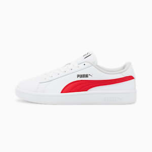 PUMA Smash v2 Leather Sneakers Big Kids, Puma White-High Risk Red