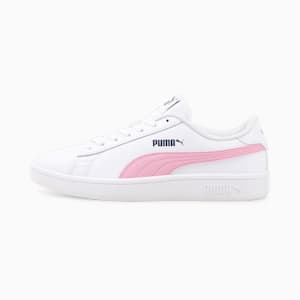 PUMA Smash v2 Leather Sneakers Big Kids, Puma White-PRISM PINK