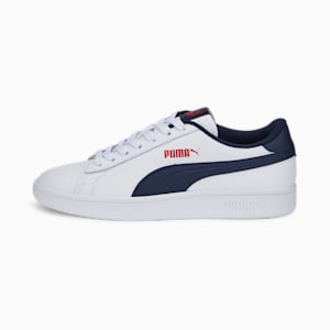 PUMA Smash v2 Leather Sneakers Big Kids, Puma White-Peacoat-High Risk Red