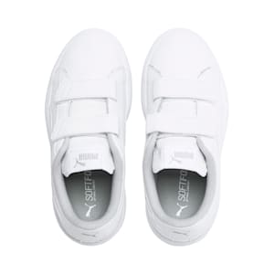 Zapatos deportivos de cuero Smash v2 para niño pequeño, Puma White-Puma White