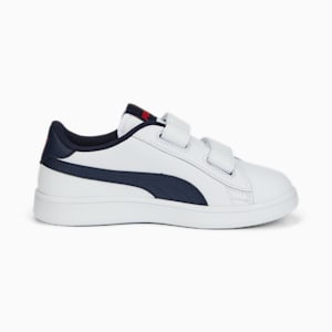 Zapatos deportivos de cuero Smash v2 para niño pequeño, Puma White-Peacoat-High Risk Red