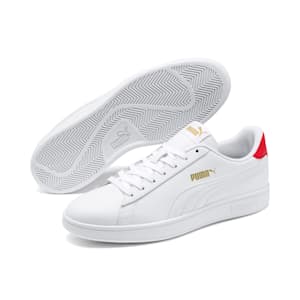 Smash v2 Trainers, Puma White-High Risk Red-Puma Team Gold