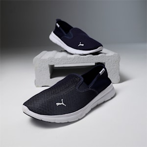 PUMA Flex Essential Slip On Walking Unisex Shoes, Peacoat-Puma White