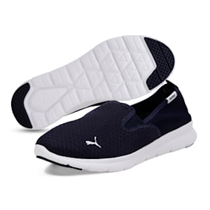 PUMA Flex Essential Slip On Walking Unisex Shoes, Peacoat-Puma White