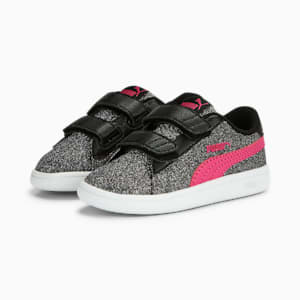 ベビー ガールズ プーマ スマッシュ V2 グリッツグラム V スニーカー 12-16cm, PUMA Black-Glowing Pink-PUMA White