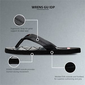 Wrens GU Flip-Flops, Puma Black-Castor Gray-Flame Scarlet