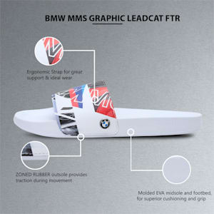 BMW M Motorsport Graphic Leadcat Unisex Slides, Puma White-Puma White-High Risk Red