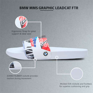 BMW M Motorsport Leadcat Unisex Graphic Slides, Puma White-Puma White-High Risk Red