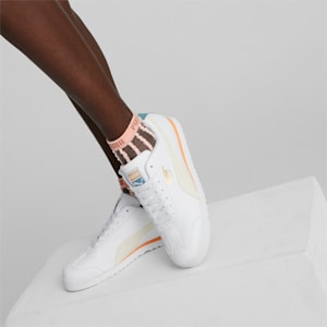 Zapatos deportivos Roma Basic+ para hombre, Pristine-PUMA White-Orange Peach, extragrande