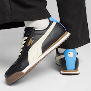 Zapatos deportivos Roma Basic+ para hombre, PUMA Black-Alpine Snow-Regal Blue, extragrande