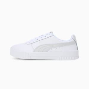 Carina Leather SoftFoam Women's Sneakers, PUMA White-Feather Gray, extralarge-IND