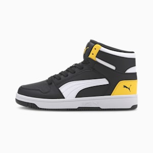 PUMA Rebound LayUp Mid Sneakers Big Kids, Puma Black-Puma White-Dandelion, extralarge