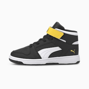 PUMA Rebound LayUp Little Kids' Shoes, Puma Black-Puma White-Dandelion, extralarge