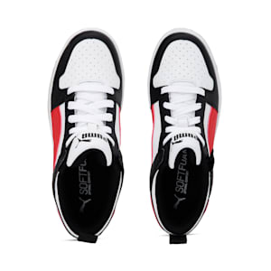 PUMA Rebound LayUp Lo Sneakers JR, Puma White-High Risk Red-Puma Black