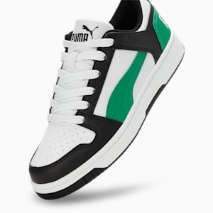 PUMA Rebound LayUp Lo Sneakers JR, PUMA White-Archive Green-PUMA Black, extralarge-IND