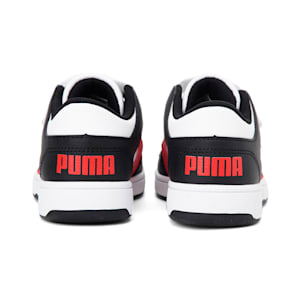 Rebound Lay-Up Lo V Kids' Trainers, Puma White-High Risk Red-Puma Black, extralarge