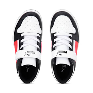 Rebound Lay-Up Lo V Kids' Trainers, Puma White-High Risk Red-Puma Black, extralarge