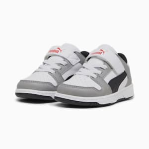 PUMA Rebound LayUp Lo Toddler Shoes, PUMA White-PUMA Black-Concrete Gray-For All Time Red, extralarge
