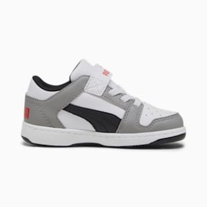 Tenis Bebé Rebound Layup Lo, PUMA White-PUMA Black-Concrete Gray-For All Time Red, extralarge