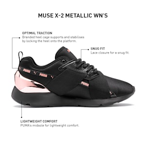 Muse X-2 Metallic IMEVA Women's Sneakers, Puma Black-Rose Gold
