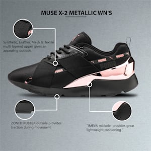 Muse X-2 Metallic IMEVA Women's Sneakers, Puma Black-Rose Gold