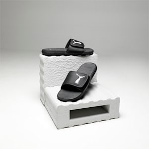 Cool Cat Sport Men's Slides, Puma Black-Puma White, extralarge-IND