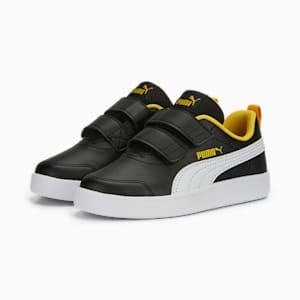Courtflex V2 V Kids' Sneakers, PUMA Black-PUMA White-Pelé Yellow