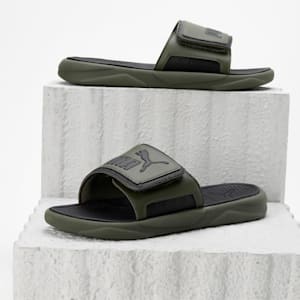 Royalcat Comfort Unisex Slides, Green Moss-PUMA Black