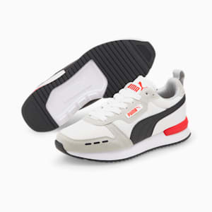Zapatos deportivos PUMA R78 para niños grandes, Puma White-Puma Black-High Risk Red