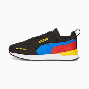 PUMA R78 Kid's Sneakers, PUMA Black-Victoria Blue-Pelé Yellow, extralarge-IND