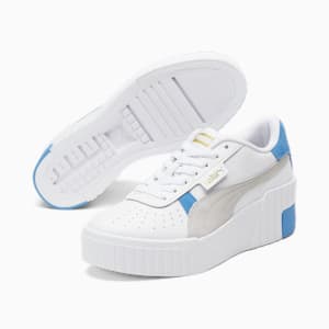 Zapatos deportivos Cali Wedge Mix para mujer, PUMA White-Glacial Gray-Team Light Blue
