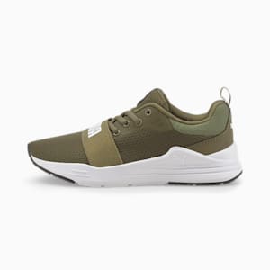 Wired Run Youth Trainers, Burnt Olive-Puma White