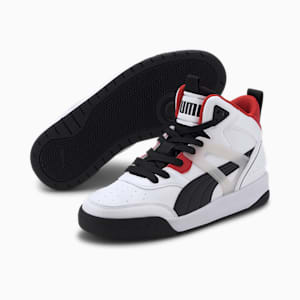 Backcourt Mid Youth Sneakers, Puma White-Puma Black-High Risk Red-Puma Silver
