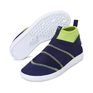 Lazy Knit Mid Youth Sneakers, Peacoat-Limepunch