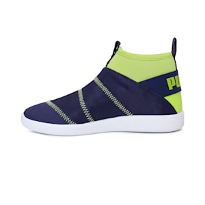 Lazy Knit Mid Youth Sneakers, Peacoat-Limepunch