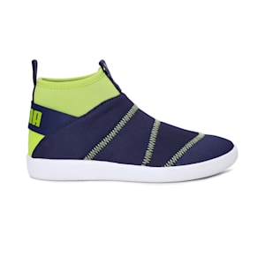 Lazy Knit Mid Kid's Sneakers, Peacoat-Limepunch