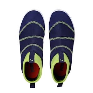 Lazy Knit Mid Kid's Sneakers, Peacoat-Limepunch