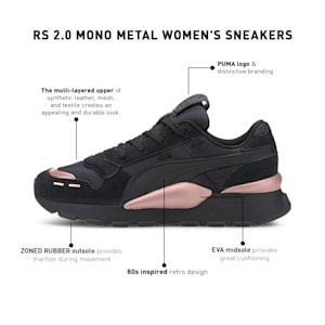 RS 2.0 Mono Metal Women's Sneakers, Puma Black-Rose Gold