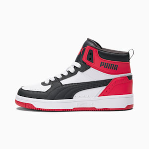 Rebound JOY Sneakers JR, Puma White-Asphalt-High Risk Red