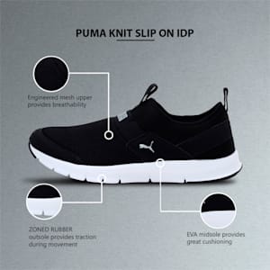 PUMA Knit Slip On  Men's Walking  Shoes, Puma Black-Silver, extralarge-IND