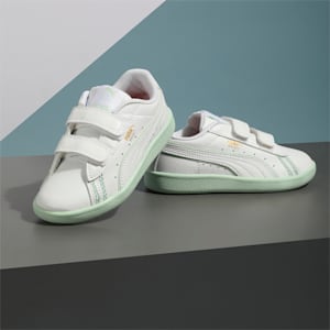 one8 Virat Kohli Basket Kids' Sneakers, Puma White-Mist Green