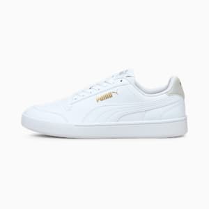 Tenis Shuffle adolescentes, Puma White-Puma White-Gray Violet-Puma Team Gold, extralarge