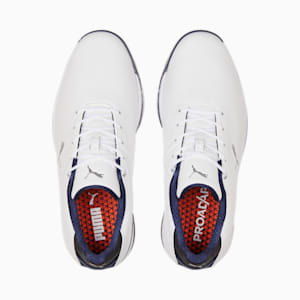 メンズ ゴルフ プロアダプト アルファキャット レザー ラバーソール スパイクレス シューズ, PUMA White-PUMA Navy-For All Time Red, extralarge-JPN