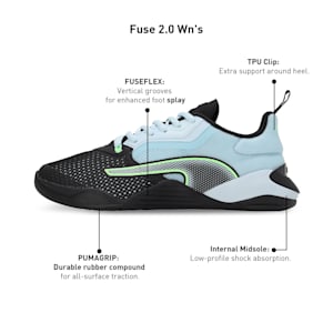 Fuse 2.0 Women's Training Shoes, PUMA Black-Icy Blue-Speed Green, extralarge-IND