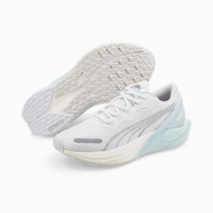 Tenis para correr para mujer XX Nitro, Puma White-Metallic Silver-Nitro Blue
