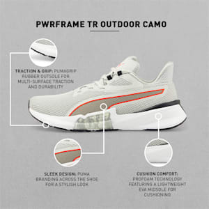 PWRFrame TR Outdoor Camo Men's Training Shoes, Harbor Mist-Cherry Tomato-Puma Black