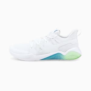Cell Fraction Hype Men's Running Shoes, Puma White-Ocean Dive-Fizzy Lime