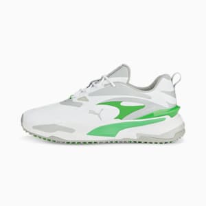 メンズ ゴルフ GS ファスト ラバーアウトソール スパイクレス シューズ, PUMA White-Flat Light Gray-PUMA Green, extralarge-JPN