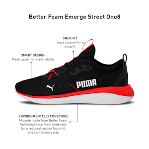 Better Foam Emerge One8 Unisex Running Shoes, Puma Black-High Risk Red